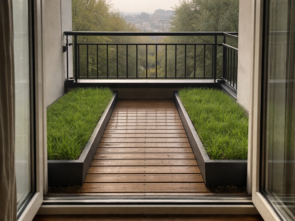 Balcon caillebotis et gazon : installer un rendu vert